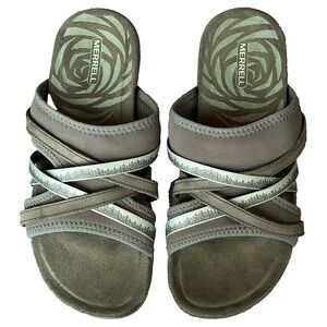 Merrell Terran 3 Cush Slides Sandals Olive Green MultiStrap Womens 7 UK 5 EU 38
